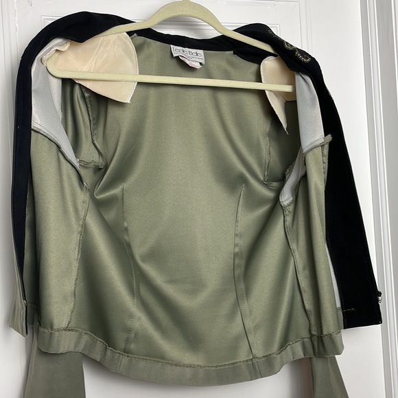 Vintage LESLIE BELLE Blazer front zip embroidery sage green - Picture 10 of 15